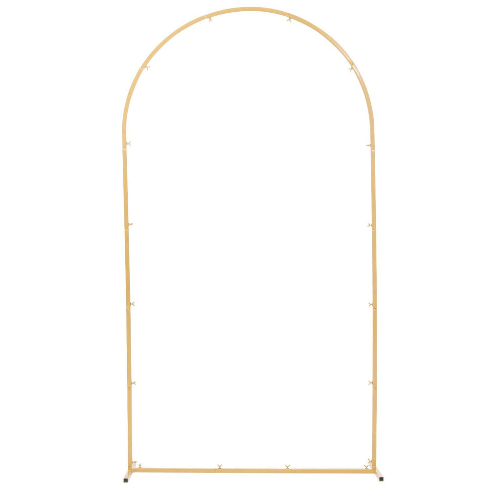Arch Backdrop Stand, 7.2 x 4 ft, Stable Structure, Easy Assembly, 1 Piece Gold Metal Arch Backdrop Stand for Wedding, Birthday Party, Graduation, Holiday Celebration, and Ceremony Decoration