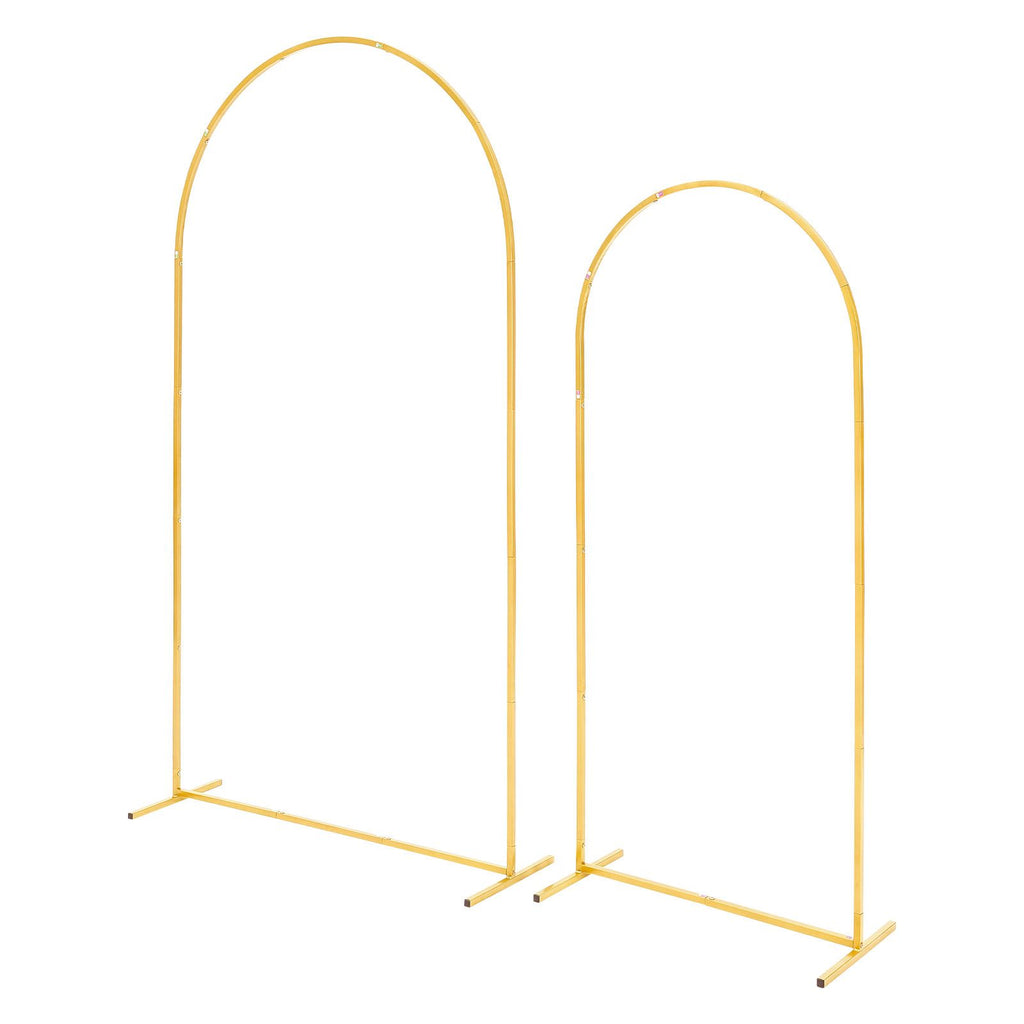 Arch Backdrop Stand, Set of 2, 7.2 ft and 6 ft, Stable Structure, Easy Assembly, Gold Metal Arch Backdrop Stand for Wedding, Birthday Party, Graduation, Celebration, and Ceremony Decoration