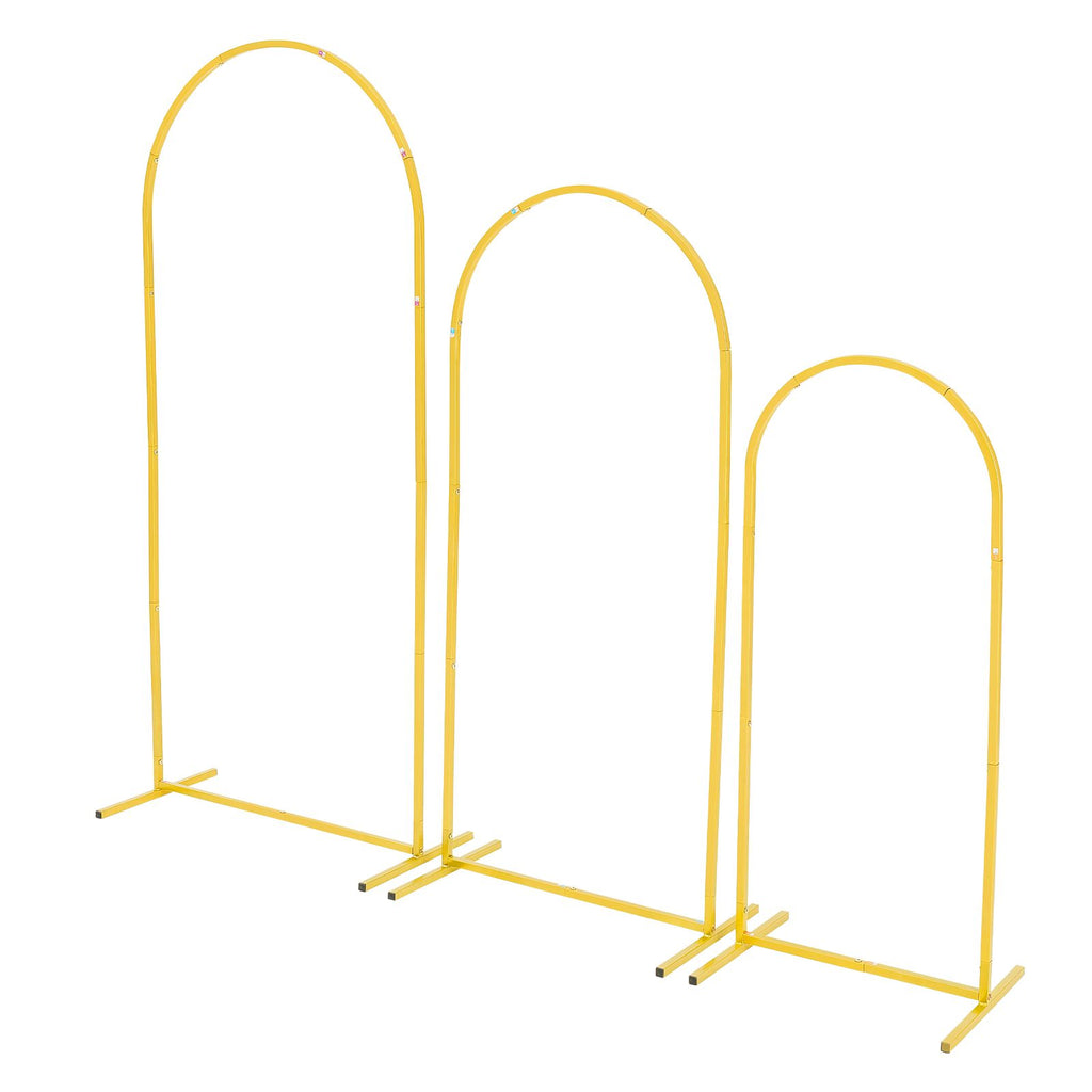 Arch Backdrop Stand, Set of 3, 6/5/4 ft, Stable Structure, Easy Assembly, Gold Metal Arch Backdrop Stand for Wedding, Birthday Party, Graduation, Holiday Celebration, and Ceremony Decoration