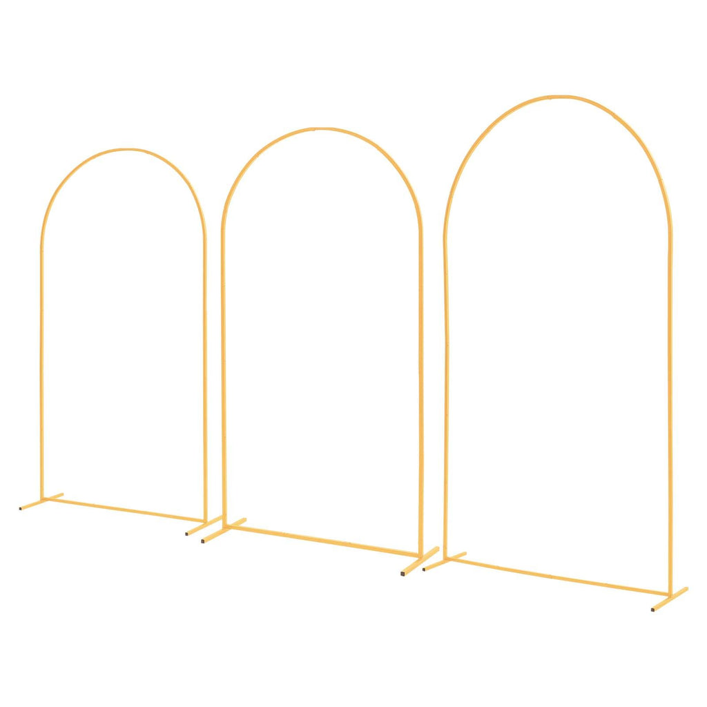 Arch Backdrop Stand, Set of 3, 8/7.2/6.6 ft, Stable Structure, Easy Assembly, Gold Metal Arch Backdrop Stand for Wedding, Birthday Party, Graduation, Holiday Celebration, and Ceremony Decoration