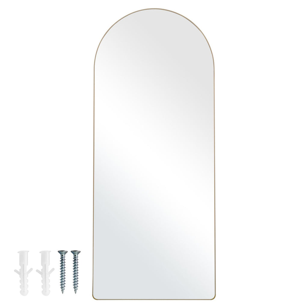 Arched Full Length Mirror, 71'' x 30'', Large Free Standing Leaning Hanging Wall Mounted Floor Mirror with Stand Aluminum Alloy Frame, Full Body Dressing Mirror for Living Room Bedroom, Black