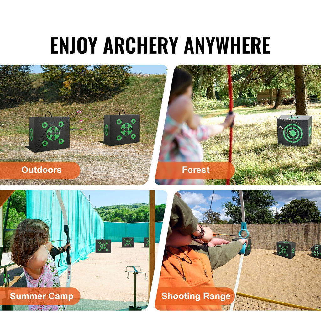Archery Target, 16"x18" All-side Shotting Archery Arrow Target, Outdoor Portable Archery Target with Carry Handle, Easy Arrow Removal, Great Visibility, Lightweight, Easy to Transport, Black image 2