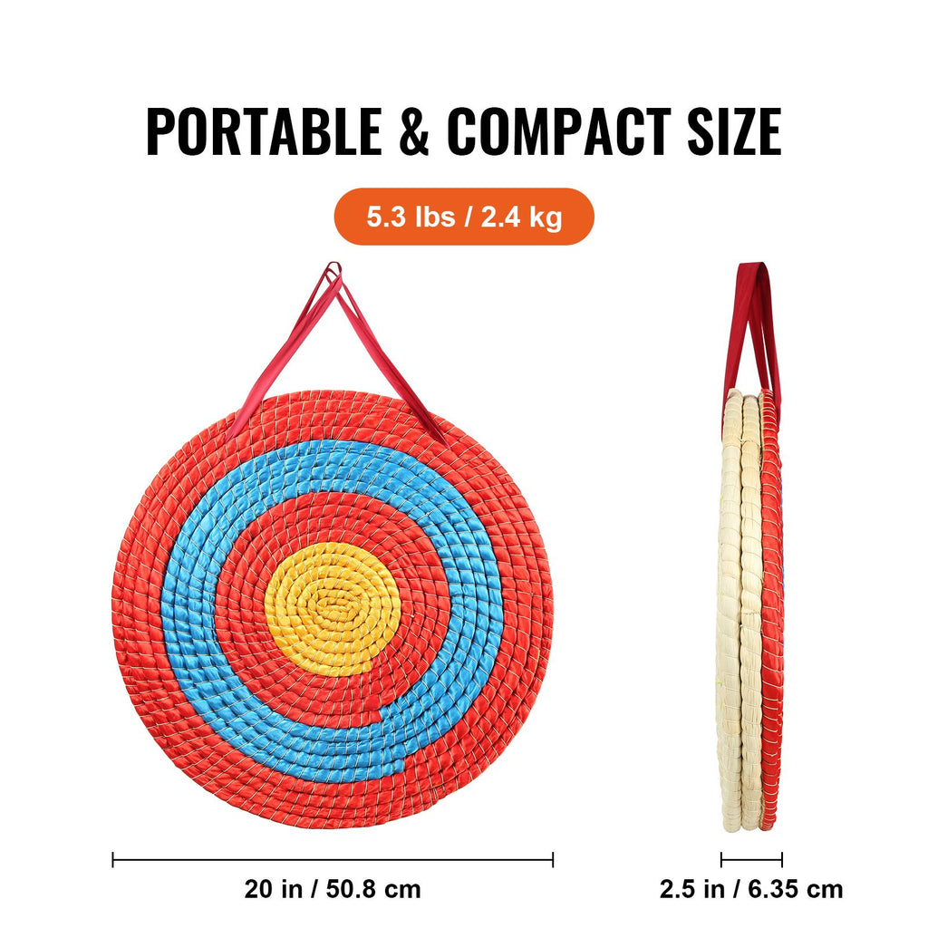 Archery Target, 3 Layers 20" Arrow Target, Traditional Solid Straw Round Archery Target Shooting Bow, Hand-Made Arrows Target, Coloured Rope Target for Backyard Outdoor Hunting Shooting Practice image 2