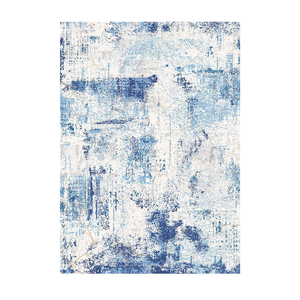 Area Rug, 5 x 7 ft Large Washable Rug, Non-Slip and Tear-Resistant Soft Carpet, Pet & Child Friendly Modern Area Rugs, Indoor Mat for Bedroom, Office, Living Room, Kids Room, Entryway, Blue