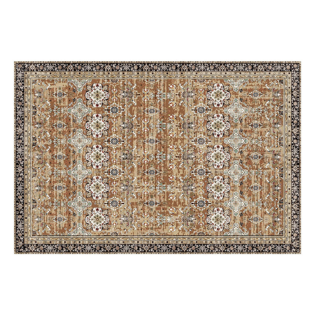 Area Rug, 6 x 9 ft Large Washable Rug, Non-Slip and Tear-Resistant Soft Carpet, Pet & Child Friendly Vintage Area Rugs, Indoor Mat for Bedroom, Living Room, Kids Room, Entryway, Brown Green