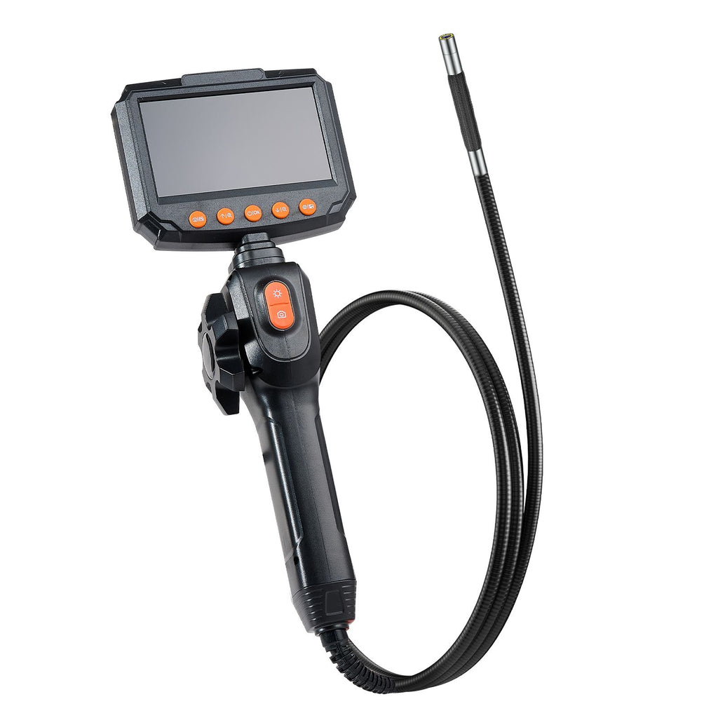 Articulating Borescope Camera with Light, Two-Way Articulated Endoscope, 0.24" Slim Lens, 4.3" IPS Screen, 8X Zoom, IP67 Waterproof Inspection Camera for Auto, Mechanical Equipment (4.9FT Cable)