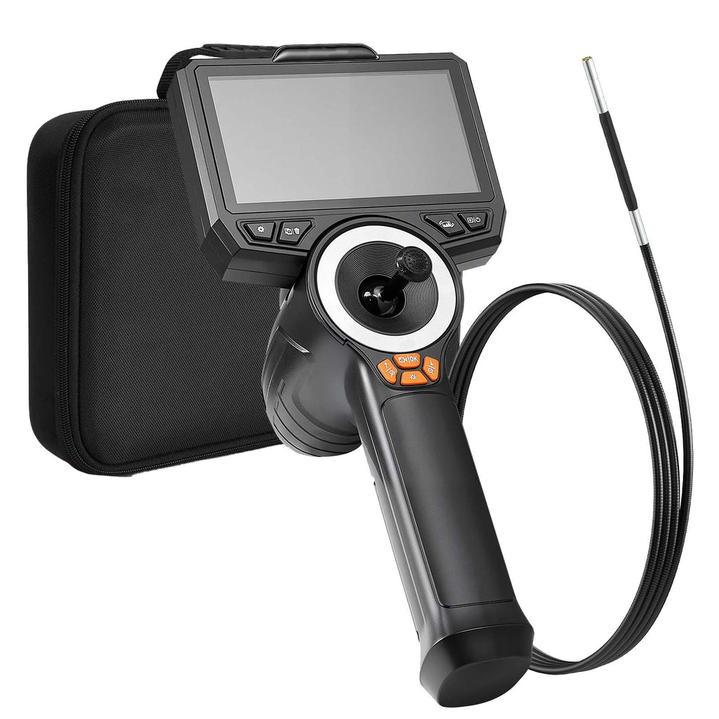 Articulating Borescope with 3.9mm Ultra Slim Lens, 4-Way 360° Articulated Endoscope with Light, 4.5" HD IPS Screen, 8X Zoom Inspection Camera for Auto, Tight Mechanical Equipment (4.9FT Cable)