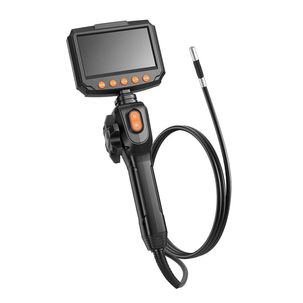 Articulating Endoscope with Light, Two-Way Articulated Borescope Camera, 4.3" HD IPS Screen, 1280 x 720 Lens, 8X Zoom, IP67 Waterproof Inspection Snake Camera for Auto, Plumbing (4.9FT Cable)