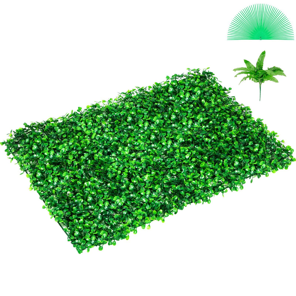 Artificial Boxwood Panel UV 4pcs Boxwood Hedge Wall Panels Artificial Grass Backdrop Wall 24X16\" 4 cm Green Grass Wall Fake Hedge for Decor Privacy Fence Indoor Outdoor Garden Backyard