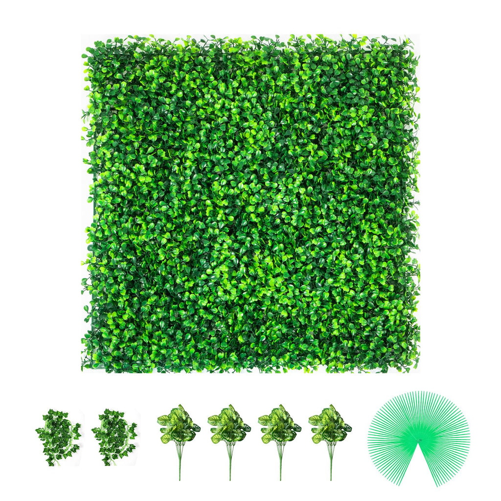 Artificial Boxwood Panels, 16 PCS 20\"x20\" Boxwood Hedge Wall Panels, PE Artificial Grass Backdrop Wall 1.6\", Privacy Hedge Screen for Decoration of Outdoor, Indoor, Garden, Fence, and Backyar
