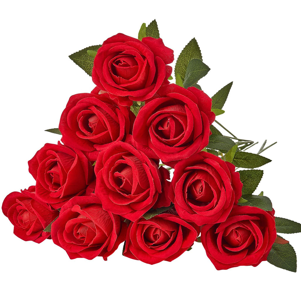 Artificial Flowers, 60 pcs Real Looking Red Foam Fake Roses Bulk, Faux Red Bridal Shower with Stems for DIY Wedding Bouquets, Home Centerpieces Arrangements, Party Tables Decorations