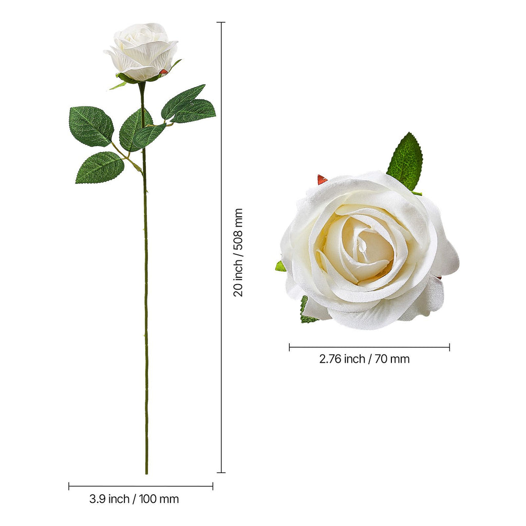Artificial Flowers, 60 pcs Real Looking White Foam Fake Roses Bulk, White Faux Bridal Shower with Stems for DIY Wedding Bouquets, Home Centerpieces Arrangements, Party Tables Decorations image 2