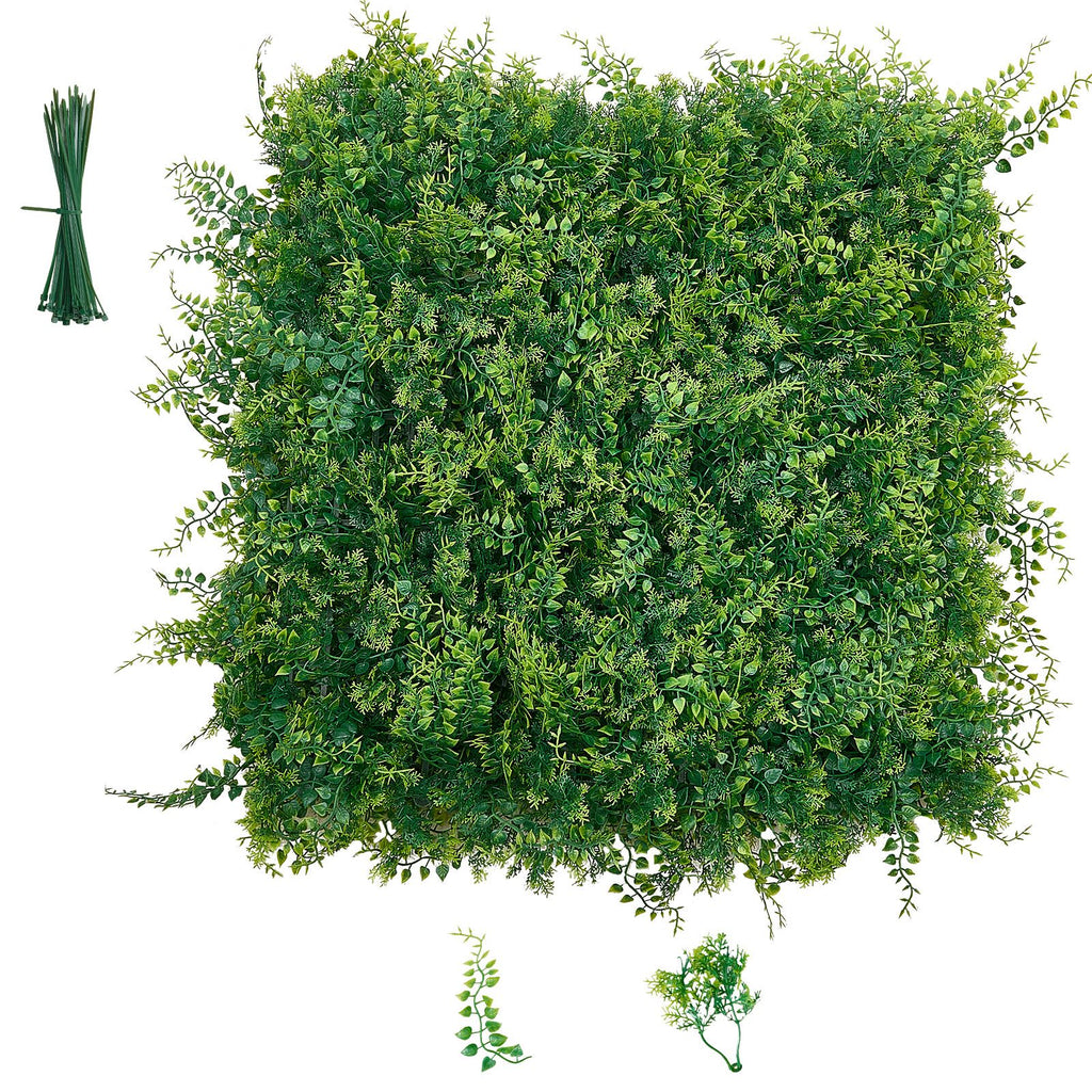 Artificial Plant Wall, 12PCS 20 x 20 in Artificial Boxwood Panels, Sun Protection Greenery Backdrop Privacy Hedge Fence, Fake Grass Screen for Wedding, Indoor, Outdoor Garden, Backyard