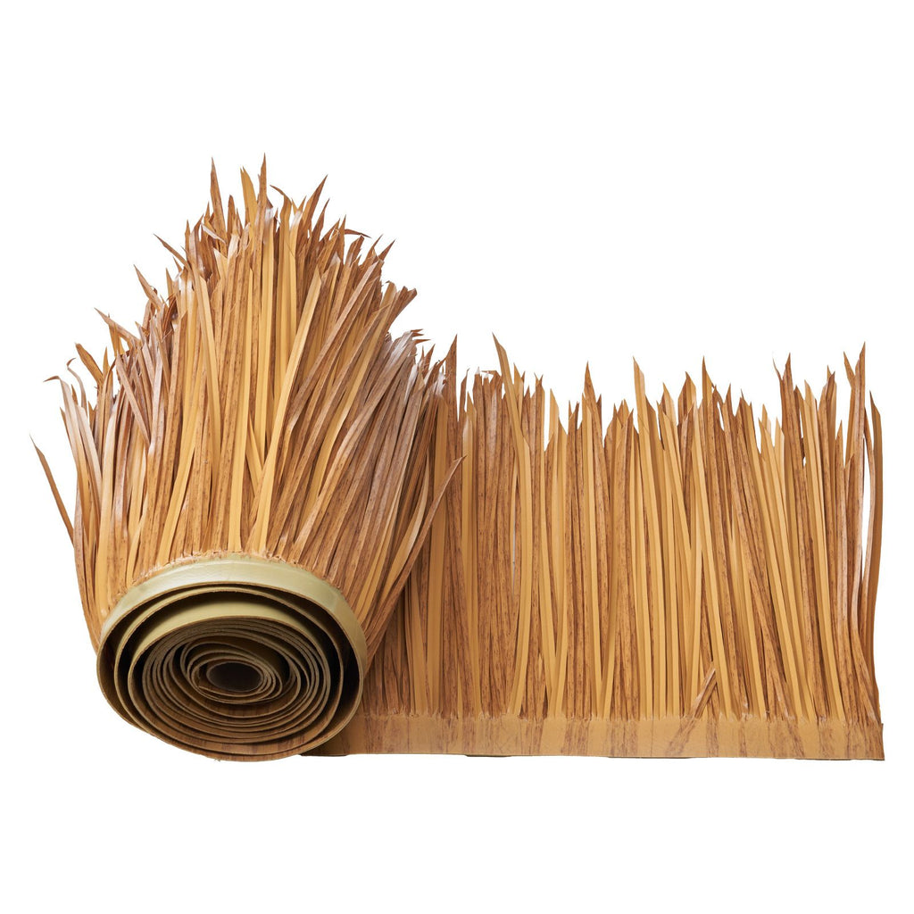 Artificial Thatch Grass Roof, 1.3 x 16.4 ft Mexican Style Tiki Bar Hut Skirt Thatch Roofing Roll, Waterproof & Fire-Resistant, Palapa Duck Blind Grass for Patio Pool Beach Hawaiian Party Décor