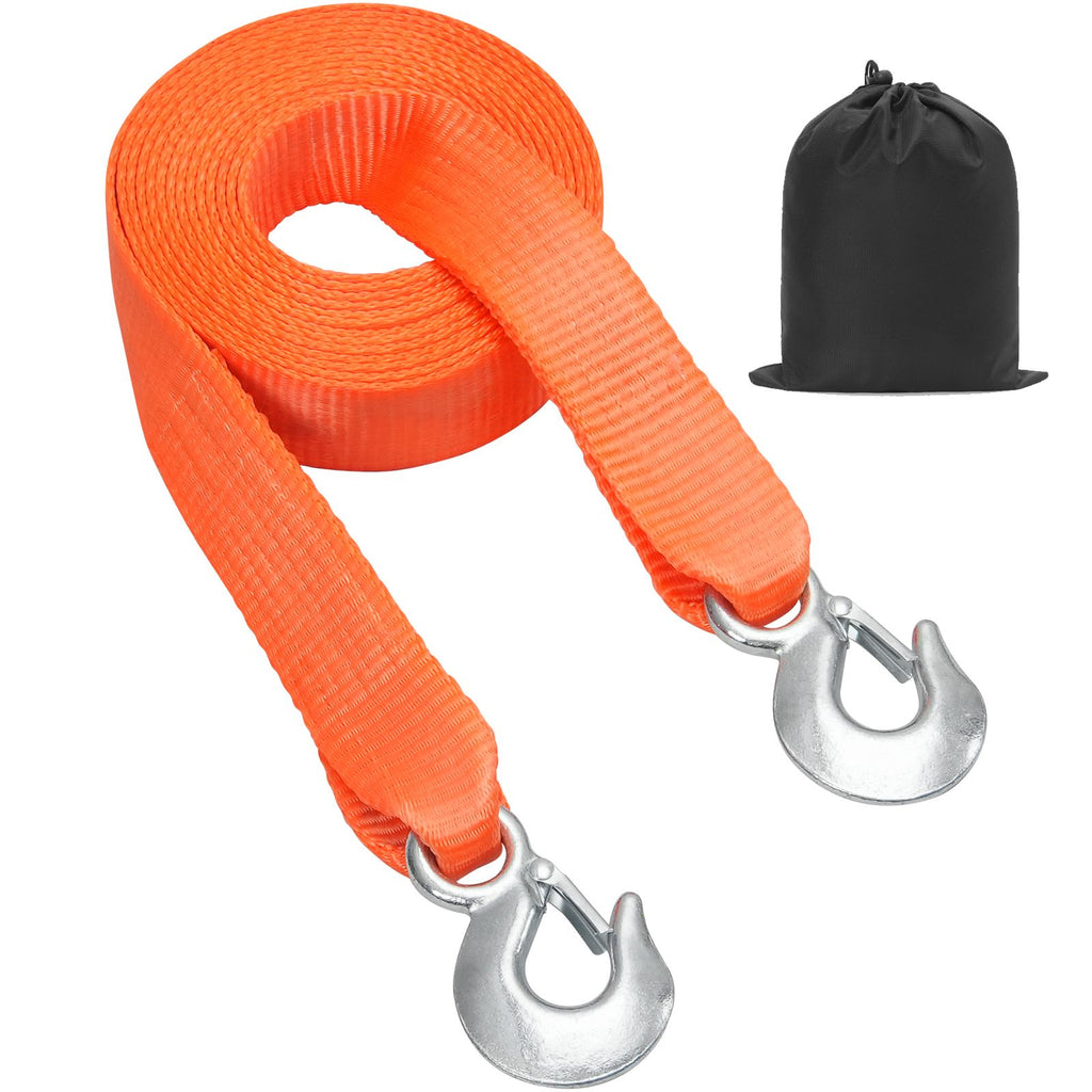 ATV Tow Strap with Hooks, 2-inch x 20-foot, 17000 lbs Capacity, Durable Recovery Rope with Security Hooks for Trucks and Vehicles, Essential Towing Accessory for Roadside Assistance