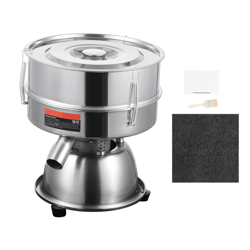 Automatic Electric Vibrating Sieve, Stainless Steel Sifter Shaker Machine with 12+80 Mesh, 45W Automatic Powder Sifter Machine Countertop, Electric Sieve Shaker for Flour Powers, Mungbean, Rice