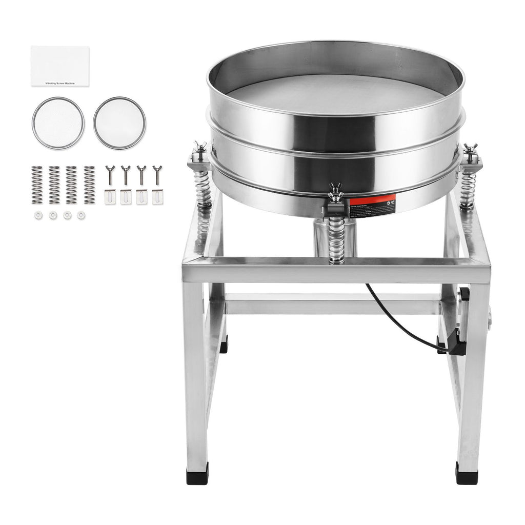 Automatic Electric Vibrating Sieve, Stainless Steel Sifter Shaker Machine with 40+100 Mesh, 25W Automatic Powder Sifter Machine with Stand and Casters, for Flour Powers, Mungbean, Rice, Millet