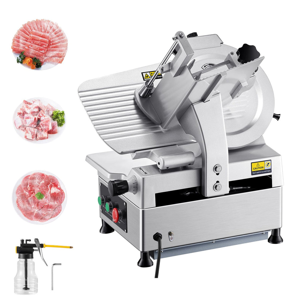 Automatic Meat Slicer, 180W + 370W Deli Slicer with a 12 inch Premium 65Mn Blade, 0-0.3 inch Adjustable Thickness, Electric Food Slicer Machine for Meat, Vegetables, Hard Bread, and Cheese