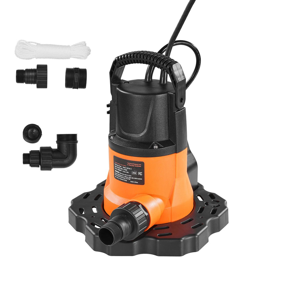 Automatic Pool Cover Pump, 0.66 HP 3200 GPH, 120V Submersible Swimming Pool Cover Pump with 25 ft Power Cord, 26 ft Max Head Lift, Water Removal and Transfer Pump, for Pool Draining Hot Tubs