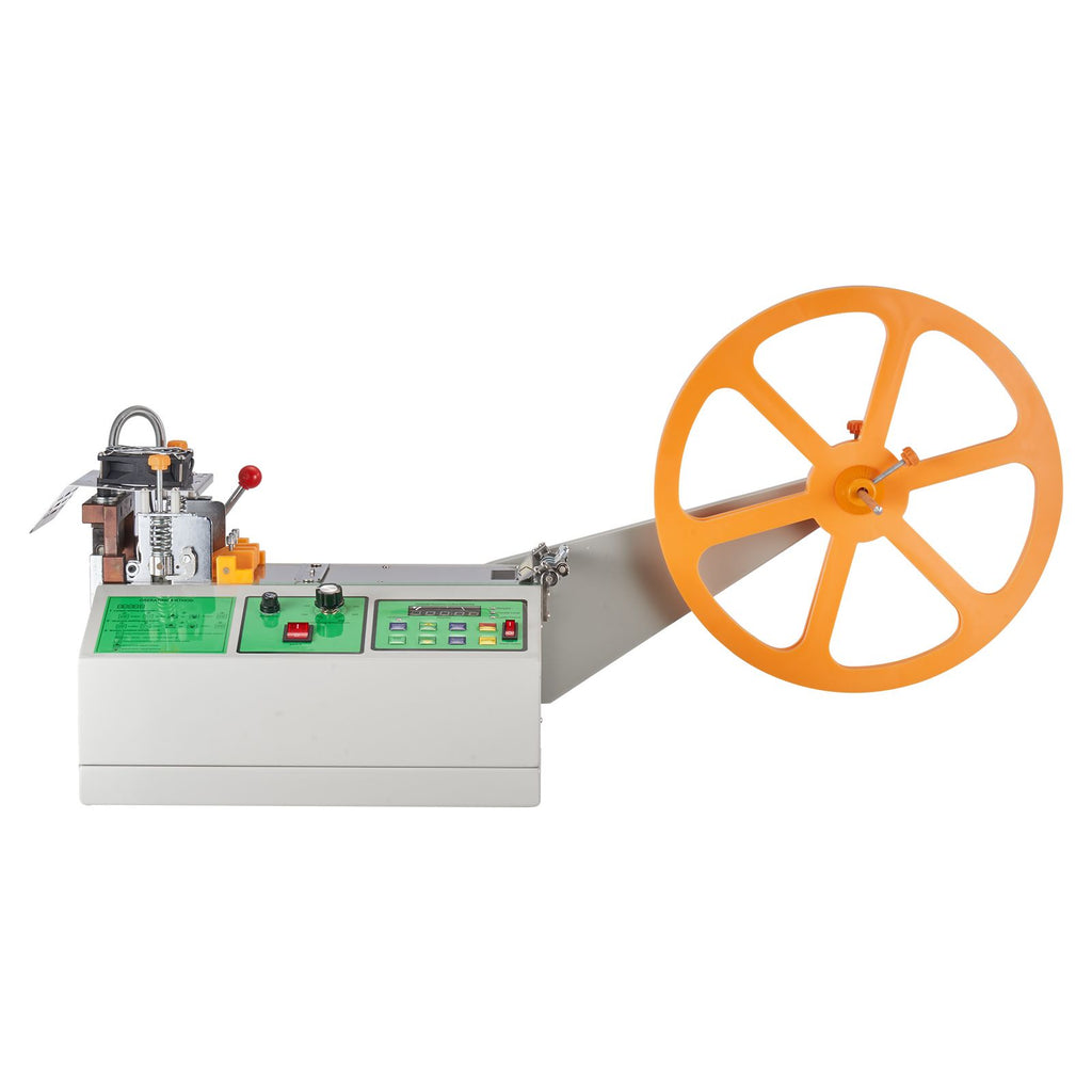 Automatic Webbing Cutting Machine, Hot and Cold Ribbon Cutting Machine with Adjustable Temperature and LCD Display, Zipper Tapes Cutter for Nylon Webbing, Elastic Bands, Shoelaces