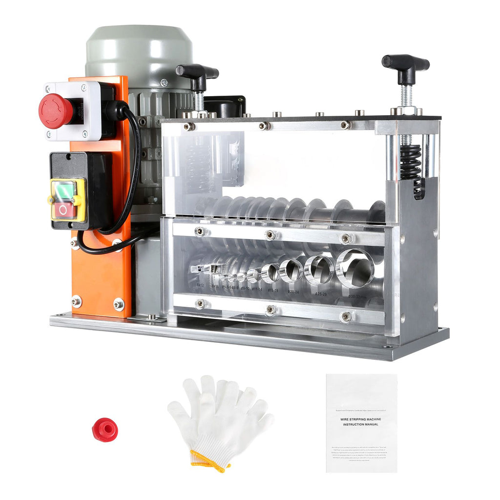 Automatic Wire Stripping Machine, 0.06''-1.57'' Electric Motorized Cable Stripper, 750 W, 98 ft/min Wire Peeler with Visible Stripping Depth Reference, 10 Channels for Scrap Copper Recycling
