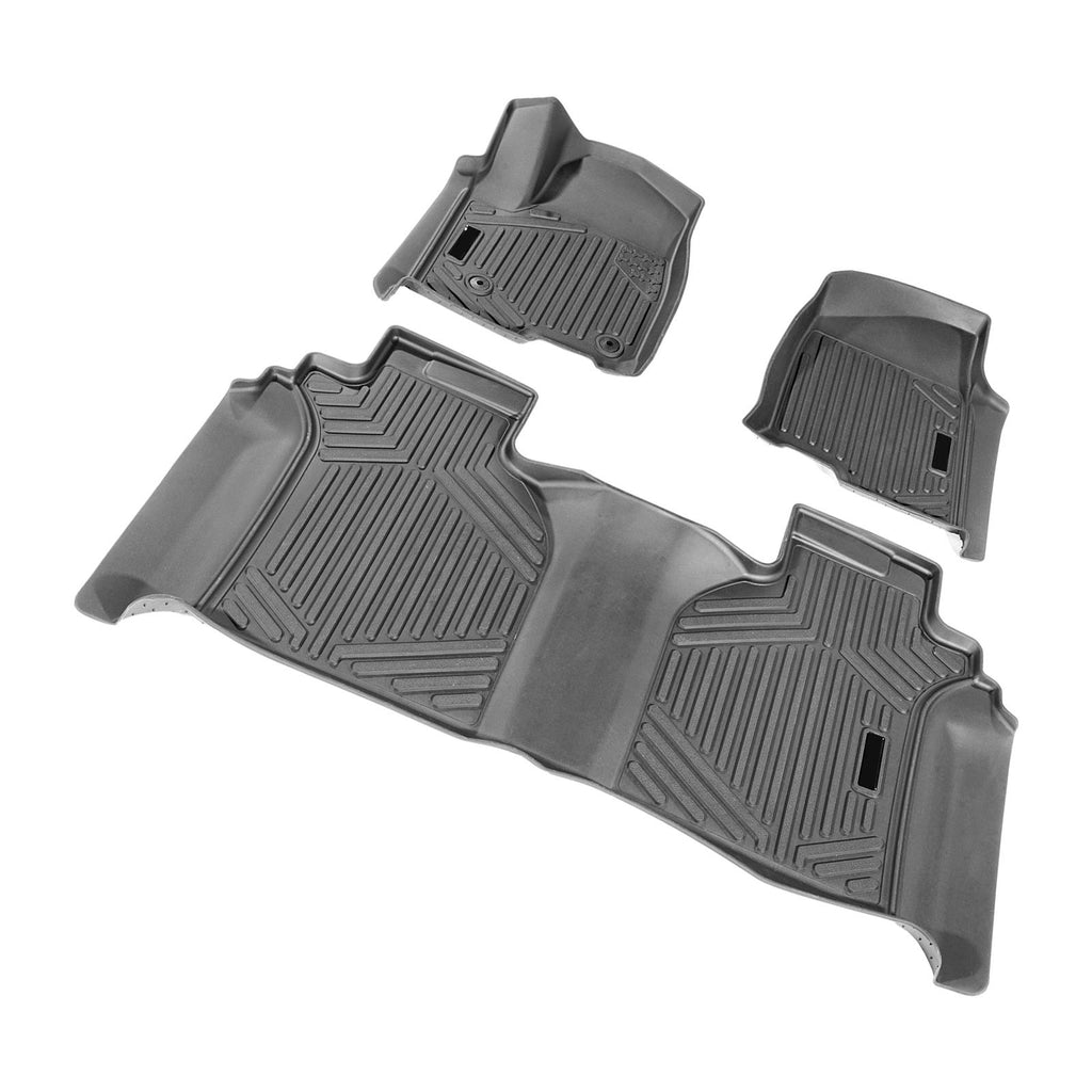 Automotive Floor Mats, Fits for Chevrolet Silverado/GMC Sierra 1500, 2500/3500 HD 2019-2024/2020-2024, 3 pcs Front and 2nd Row Liners, All Weather Custom Fit TPE Vehicle Floor Mats, Black