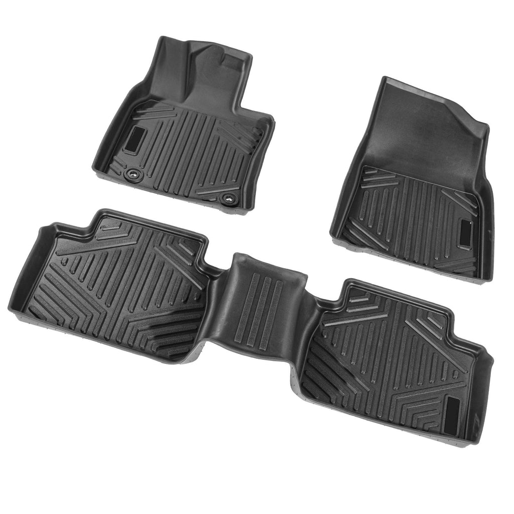 Automotive Floor Mats, Fits for Toyota Camry 2018-2024, 3 pcs Front and 2nd Row Liners, All Weather Custom Fit TPE Vehicle Floor Mats, Easy to Clean and Secure Floor Liners for SUV, Black