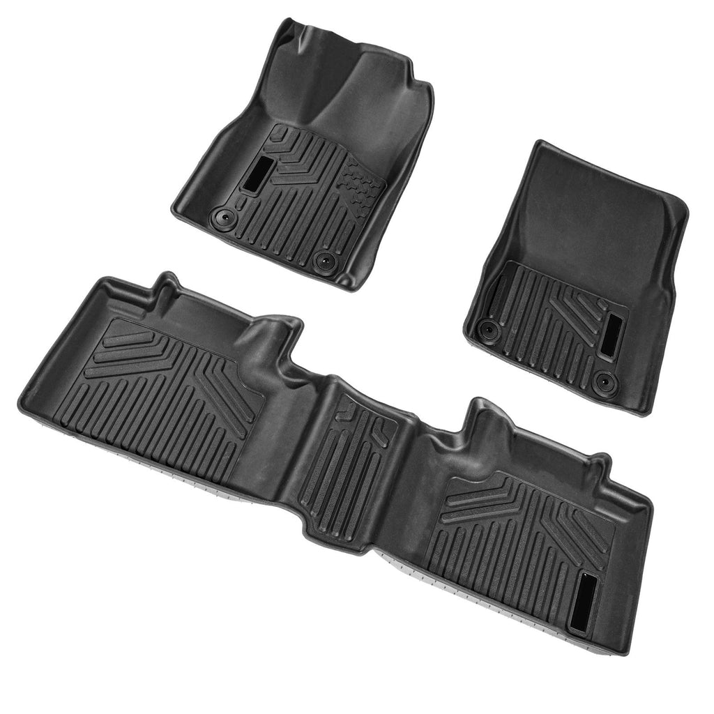 Automotive Floor Mats, Fits for Toyota RAV4 (Not for Hybrid or Prime) 2019-2024, 3 pcs Front and 2nd Row Liners, All Weather Custom Fit TPE Vehicle Floor Mats, Easy to Clean for SUV, Black