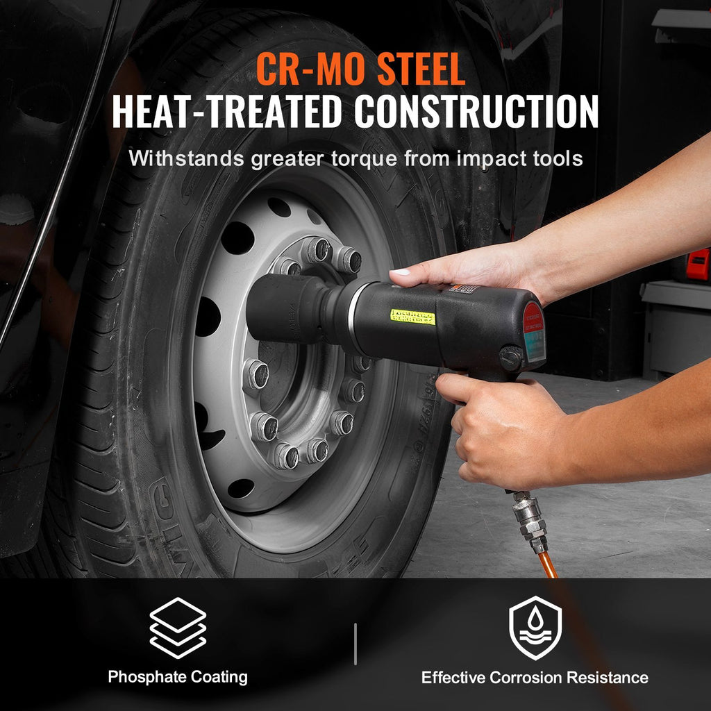 Axle Nut Impact Socket Set, 1/2" Drive Deep 12-Point 8-Piece Metric Spindle Nut Socket Set, CR-MO Heat Treated Large Socket Set with Storage Case, Auto Repair, Removing or Installing Axle Nuts