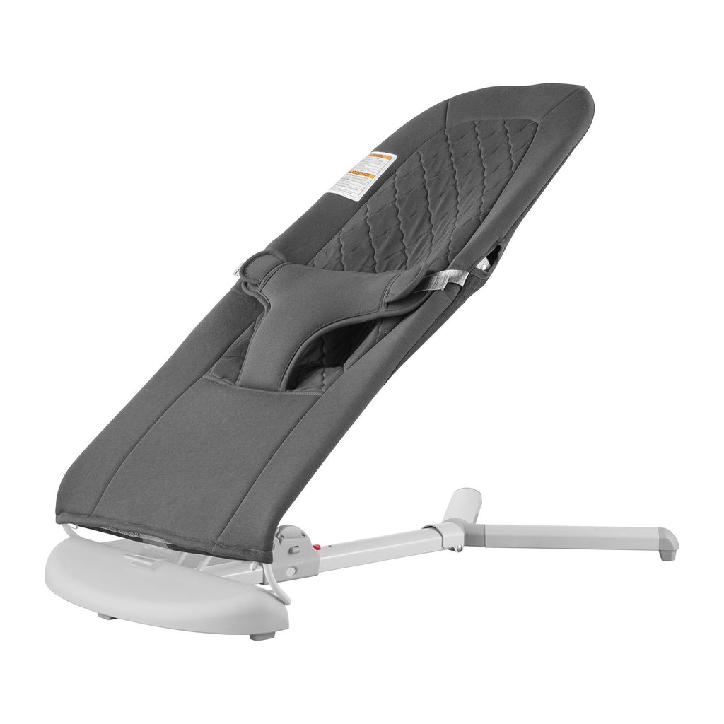 Baby Bouncer, Folding Bouncer Seat for Babies 0-9 Months, Newborn Bouncer Chair with 2 Reclining Angles & 3-Point Harness, Portable Infant Rocker with Carrying Bag for Indoor Outdoor, Dark Gray