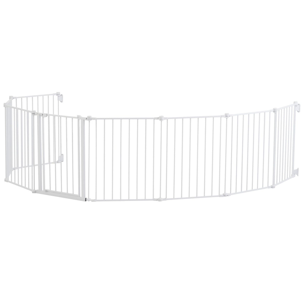 Baby Gate, 192 Inches Extra Wide, 28 Inches High 8-Panel Foldable Dog Gate, for Child Pet Security, One-Hand Open, Install Between Two Walls or As a Fence, for Stairs and Doorways, White