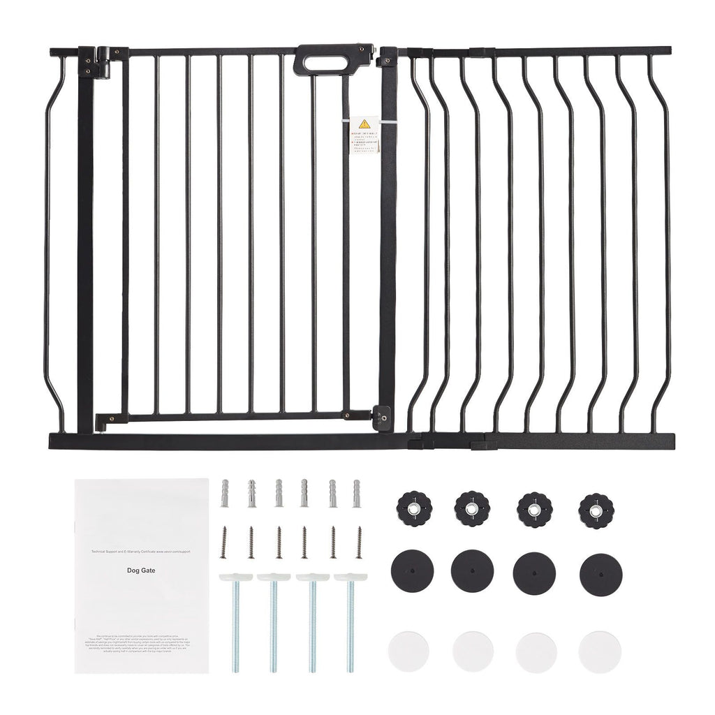 Baby Gate, 29.5"-46.4" Extra Wide, 30" High, Dog Gate for Stairs Doorways and House, Easy Step Walk Thru Auto Close Child Gate Pet Security Gate with Pressure Mount Kit and Wall Mount Kit, Black