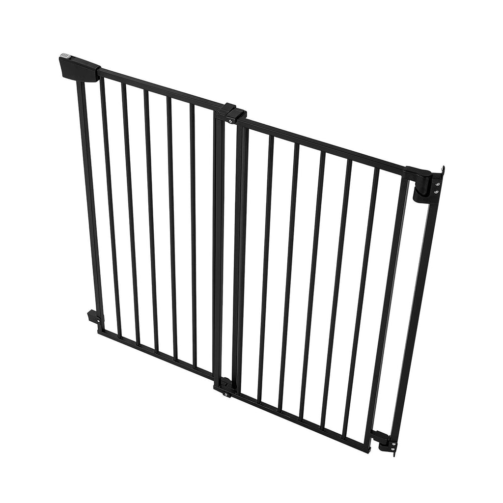 Baby Gate for Stairs, 28-43 in Adjustable Width, 36 in High Dog Gate, No Bottom Bar, One-Handed Operation, Easy Drilling Installation with Hardware Kit, for Stairs, Doorways, and House, Black
