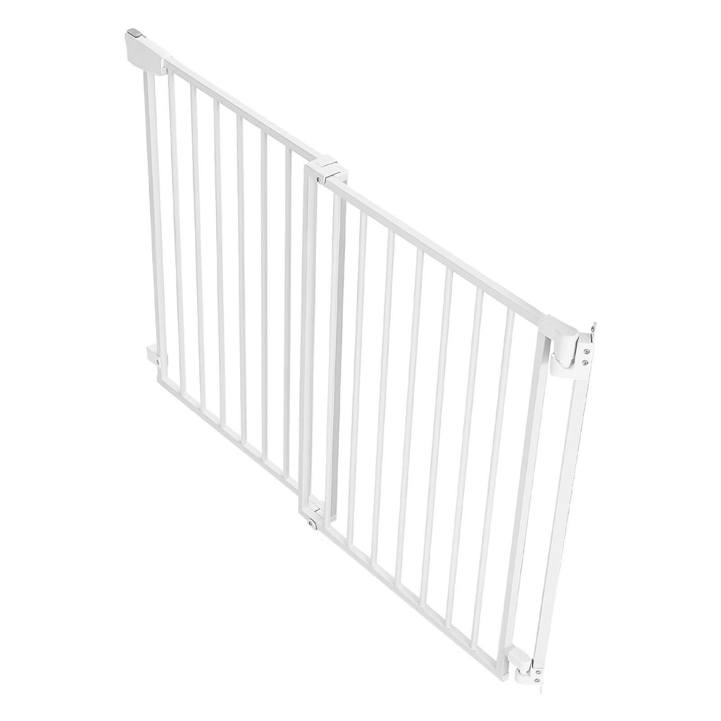 Baby Gate for Stairs, 31-48 in Adjustable Width, 30 in High Dog Gate, No Bottom Bar, One-Handed Operation, Easy Drilling Installation with Hardware Kit, for Stairs, Doorways, and House, White