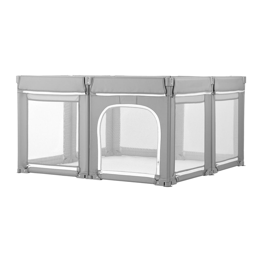 Baby Playpen, 47.2″ x 47.2″ Foldable Toddlers Playpen, Indoor/Outdoor Baby Fence Play Yard with Zippered Door & Soft Breathable Mesh, No-Gap Toddlers Activity Center for 6 -24 Months Babies