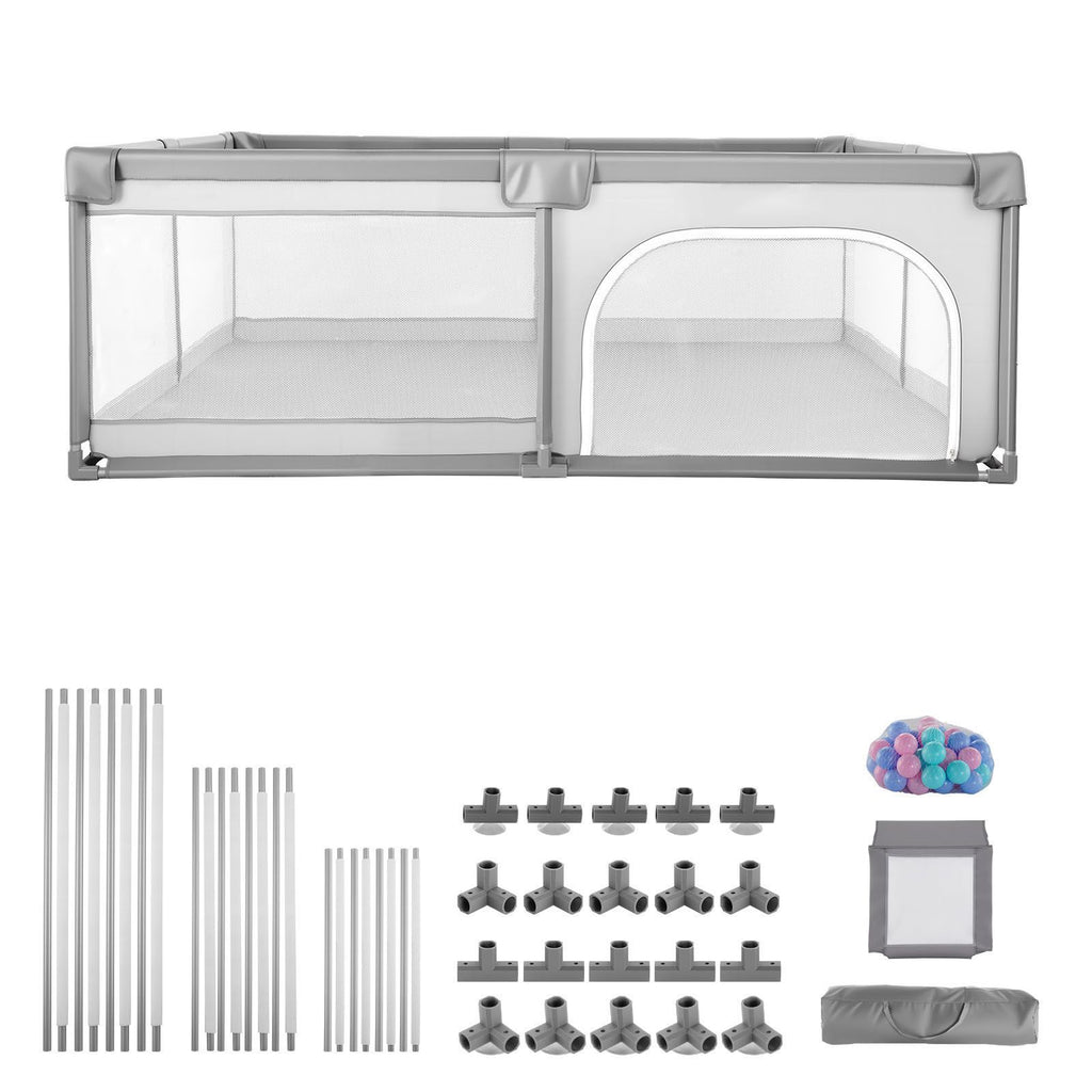 Baby Playpen, 78.7″ x 58.7″ Large Toddlers Playpen, Indoor/Outdoor Baby Fence Play Yard with 50 Ocean Balls, Zippered Door & Breathable Mesh, No-Gap Safety Activity Center for Babies Toddlers