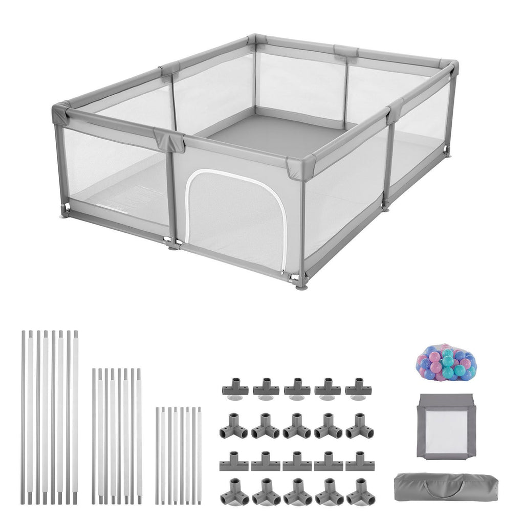 Baby Playpen, 78.7″ x 70.3″ Extra Large Playpen for Babies Toddlers, Indoor/Outdoor Baby Fence Play Yard, No-Gap Safety Activity Center with 50 Ocean Balls, Zippered Door & Soft Breathable Mesh