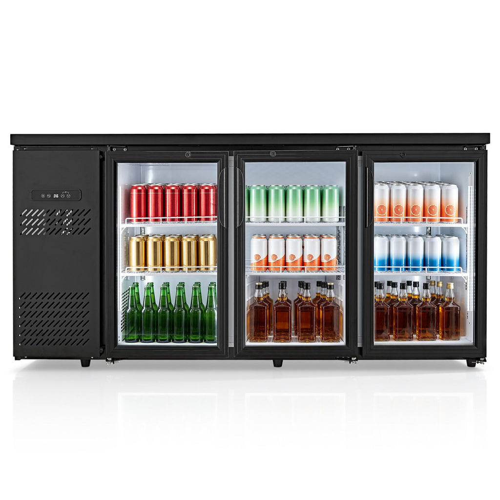 Back Bar Cooler, 19.6 Cu. Ft Counter Height Beverage Refrigerator, Commercial Bar Display Fridge w/ 3 Glass Doors, LED Lighting, Fan Cooling Beer Wine Cooler for Pub, Merchandiser, Store