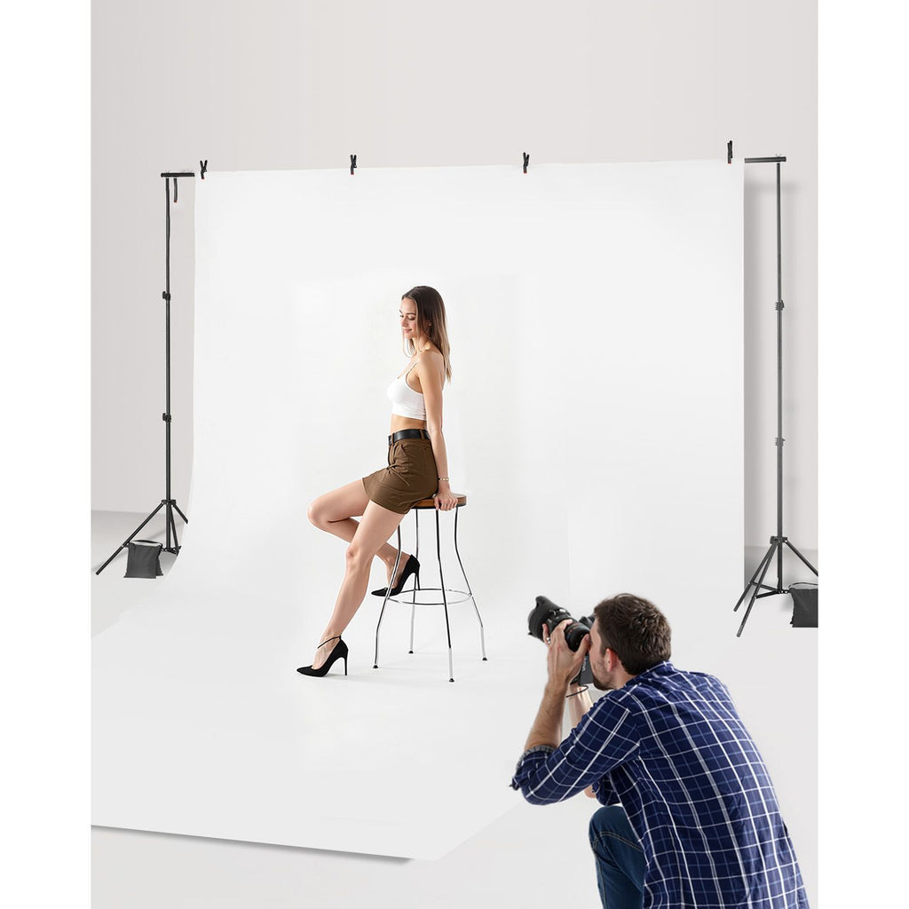 Backdrop Stand, 6.5 x 10 ft Adjustable Photo Backdrop Stand Kit, Portable Background Backdrop Stand with 5 Crossbars, Heavy Duty Projector Screen Stand, for Wedding, Photo Video Studio & Party image 2