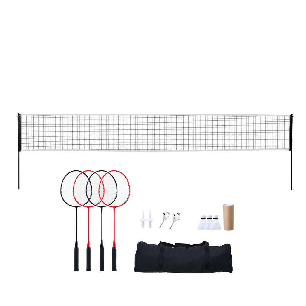 Badminton Net Set, Outdoor Backyard Beach Park Badminton Net, Portable Badminton Equipment Set, Adults Kids Badminton Net with Poles, Carrying Bag, 4 Iron Rackets, and 3 Nylon Shuttlecocks