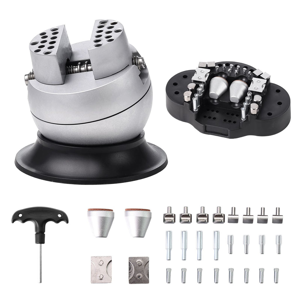 Ball Vise, 3" Engraving Setting Tool, 360° Rotation Engraving Block Vise, 30 PCS Attachment Jewelry Engraving Block Tools Standard Block for Gemstone Inlay and Small-Scale Engraving