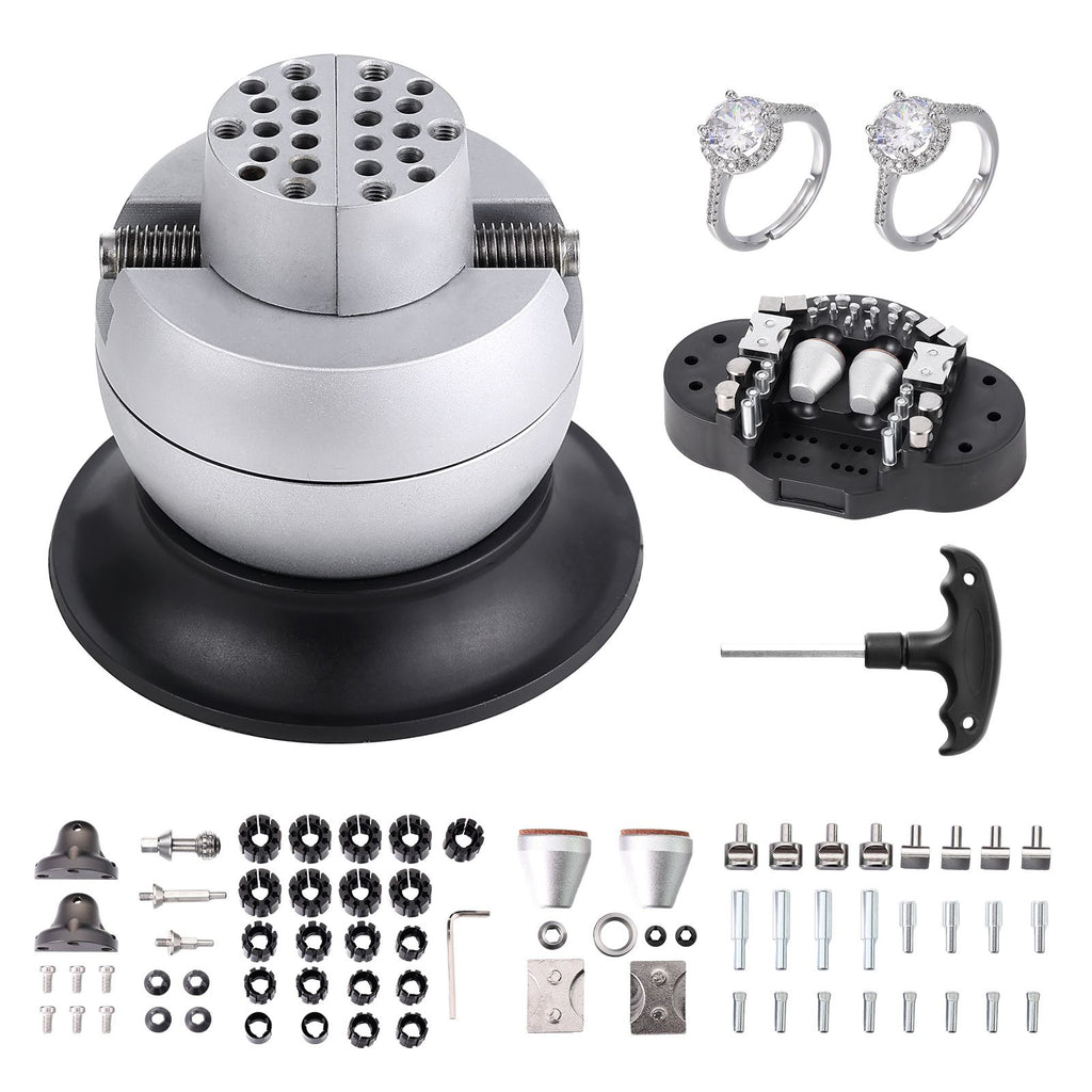 Ball Vise, 3" Engraving Setting Tool, 360° Rotation Engraving Block Vise, 70 PCS Attachment Jewelry Engraving Block Tools Standard Block for Gemstone Inlay and Small-Scale Engraving