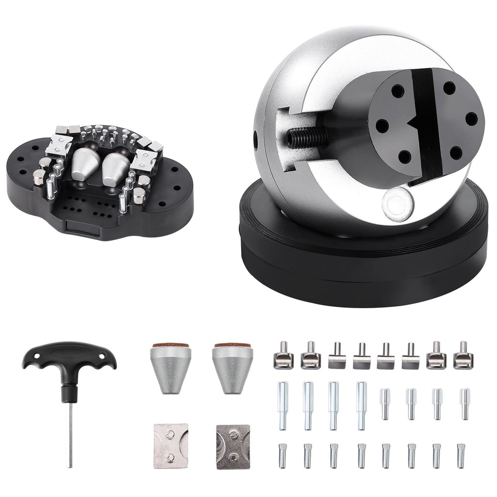 Ball Vise, 5" Engraving Setting Tool, 360° Rotation Engraving Block Vise, 35 PCS Attachment Jewelry Engraving Block Tools Standard Block for Gemstone Inlay and Small-Scale Engraving