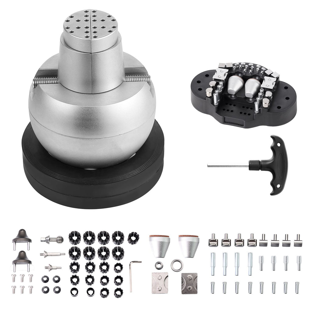 Ball Vise, 5" Engraving Setting Tool, 360° Rotation Engraving Block Vise, 69 PCS Attachment Jewelry Engraving Block Tools Standard Block for Gemstone Inlay and Small-Scale Engraving