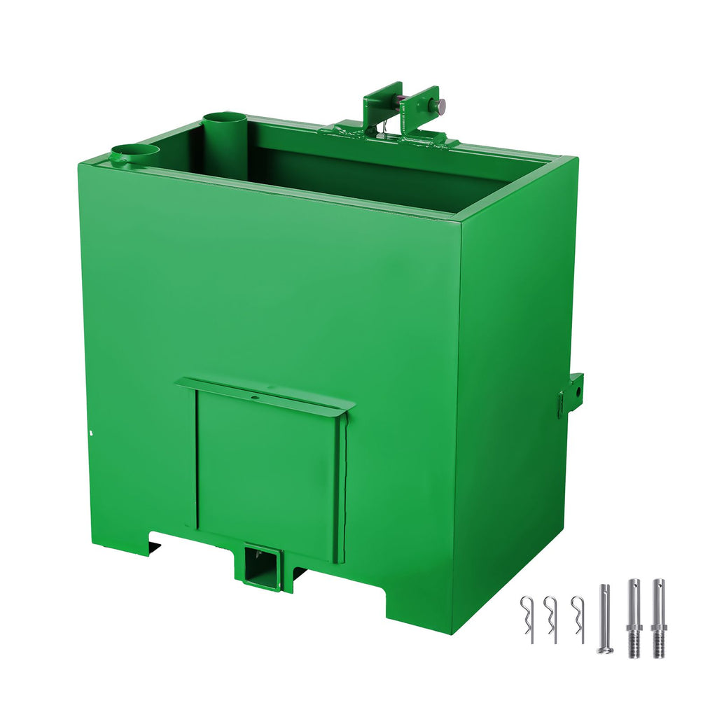 Ballast Box, Corrosion-Proof 3-Point Category 1 Tractor Ballast of 800lbs Load Capacity for 2" Hitch Receiver, Heavy-Duty Thickened Steel 5ft³ Volume, Loader Attachment with Sliding Door, Green