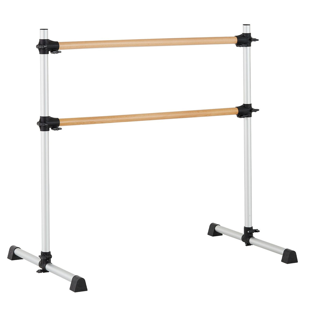 Ballet Barre, 4 Ft Double Beechwood Barre Bar for Home, Freestanding Portable Ballet Stretching Dance Bars, Height Adjustable Anti-Wobble Fitness Gym Equipment, for Pilates Balance Workout