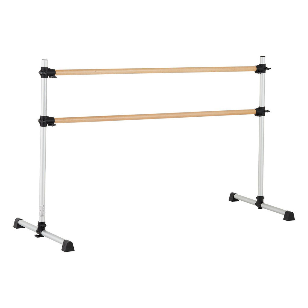 Ballet Barre, 6 Ft Double Beechwood Barre Bar for Home, Freestanding Portable Ballet Stretching Dance Bars, Height Adjustable Anti-Wobble Fitness Gym Equipment, for Pilates Balance Workout