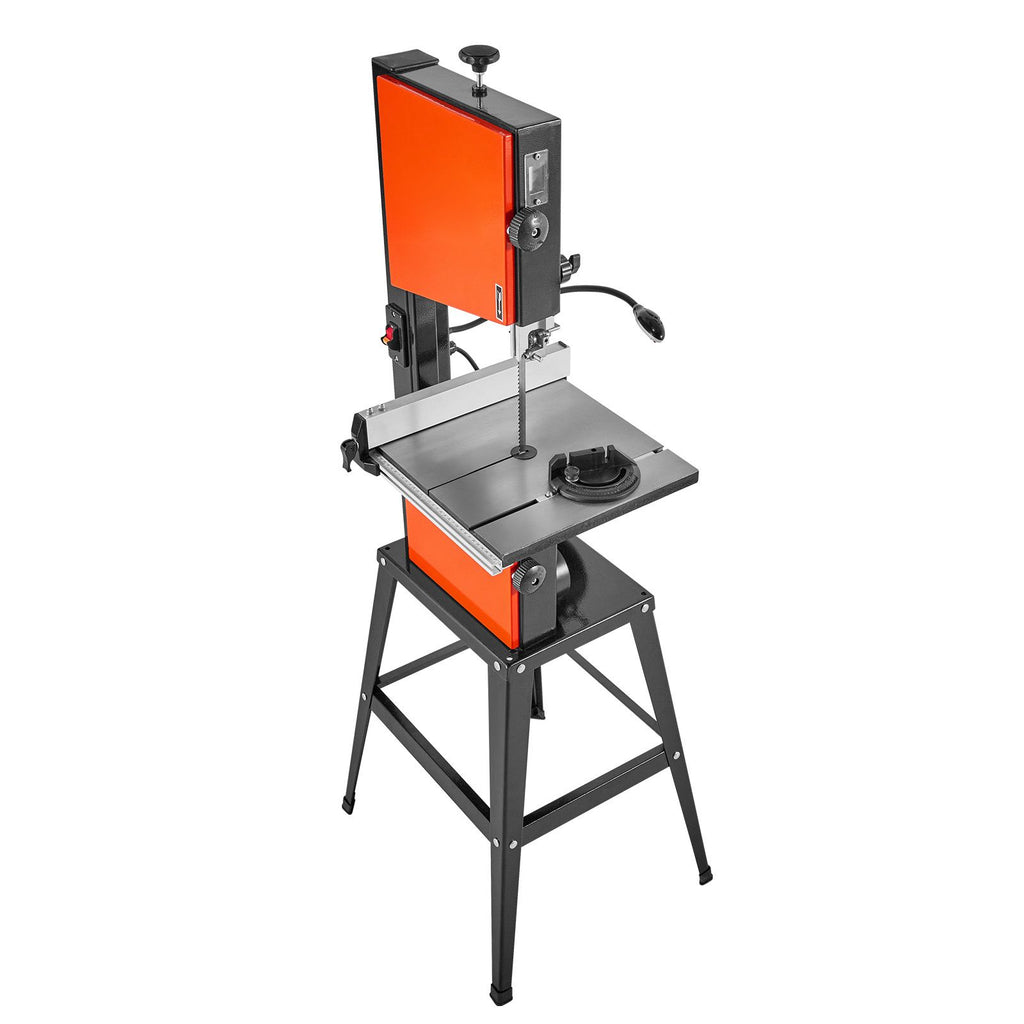 Band Saw with Stand, 10-Inch, Two-Speed Benchtop Bandsaw, 373W 1/2 HP, 6 in Max Cutting Height, 13.2 x 13.4 in Cast Iron Table, with 360° Work Light, Miter Gauge, Fence, Band Saw for Woodworking