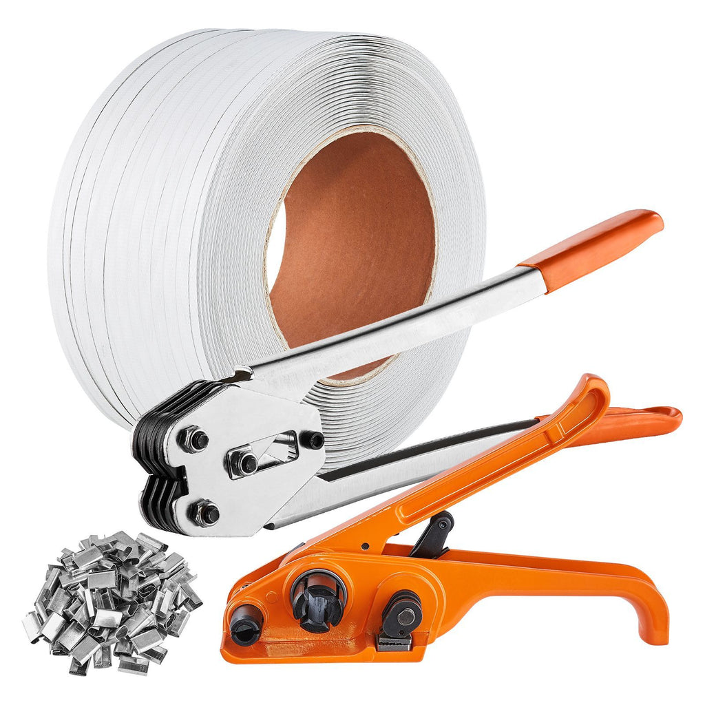 Banding Strapping Kit with Strapping Tensioner Tool, Banding Sealer Tool, 3280 ft Length PP Band, 1000 Metal Seals, Pallet Packaging Strapping Banding Kit Banding Packaging Strapping for Packing