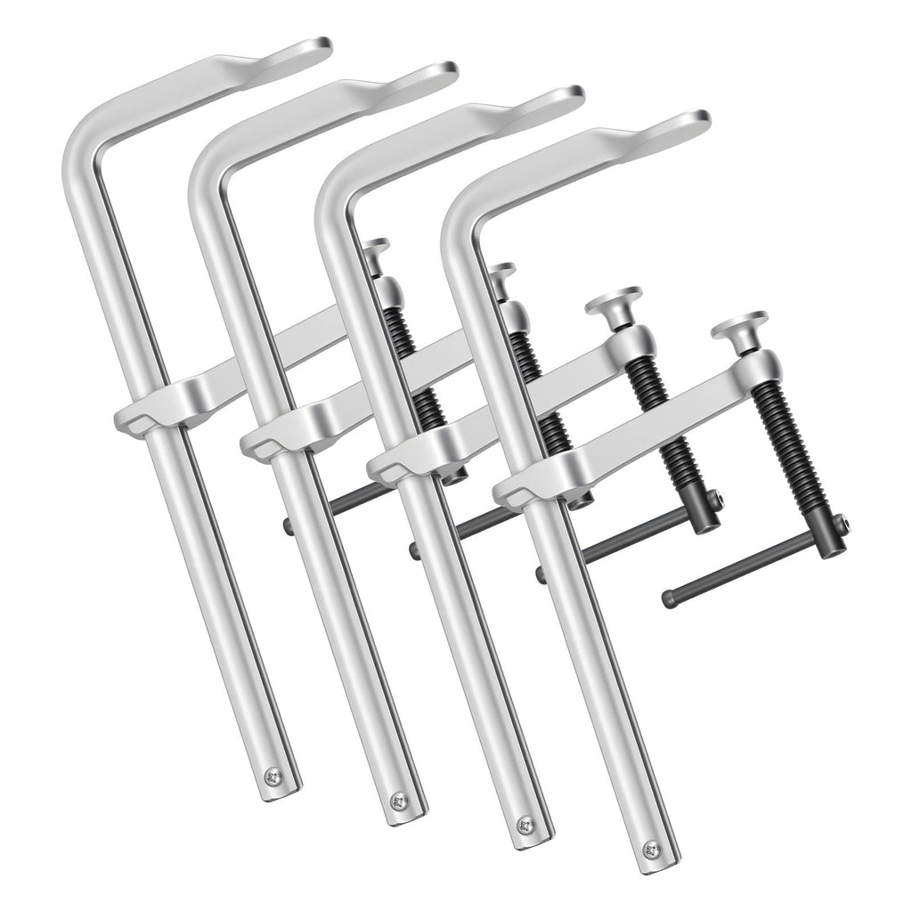 Bar Clamps for Woodworking, 4-Pack, 12" Opening, 4.72 in Throat Depth, 1200 lbs Load Limit, Sturdy Steel Forging and Casting, with Swivel Jaw and T-Handle, for Wood Working and Metal Working